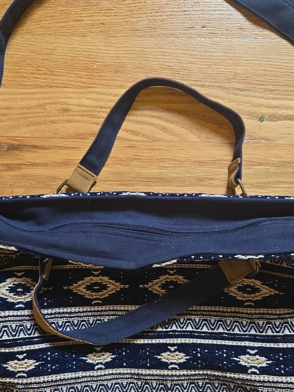 World Market boho tapestry carpet zip-top tote bag